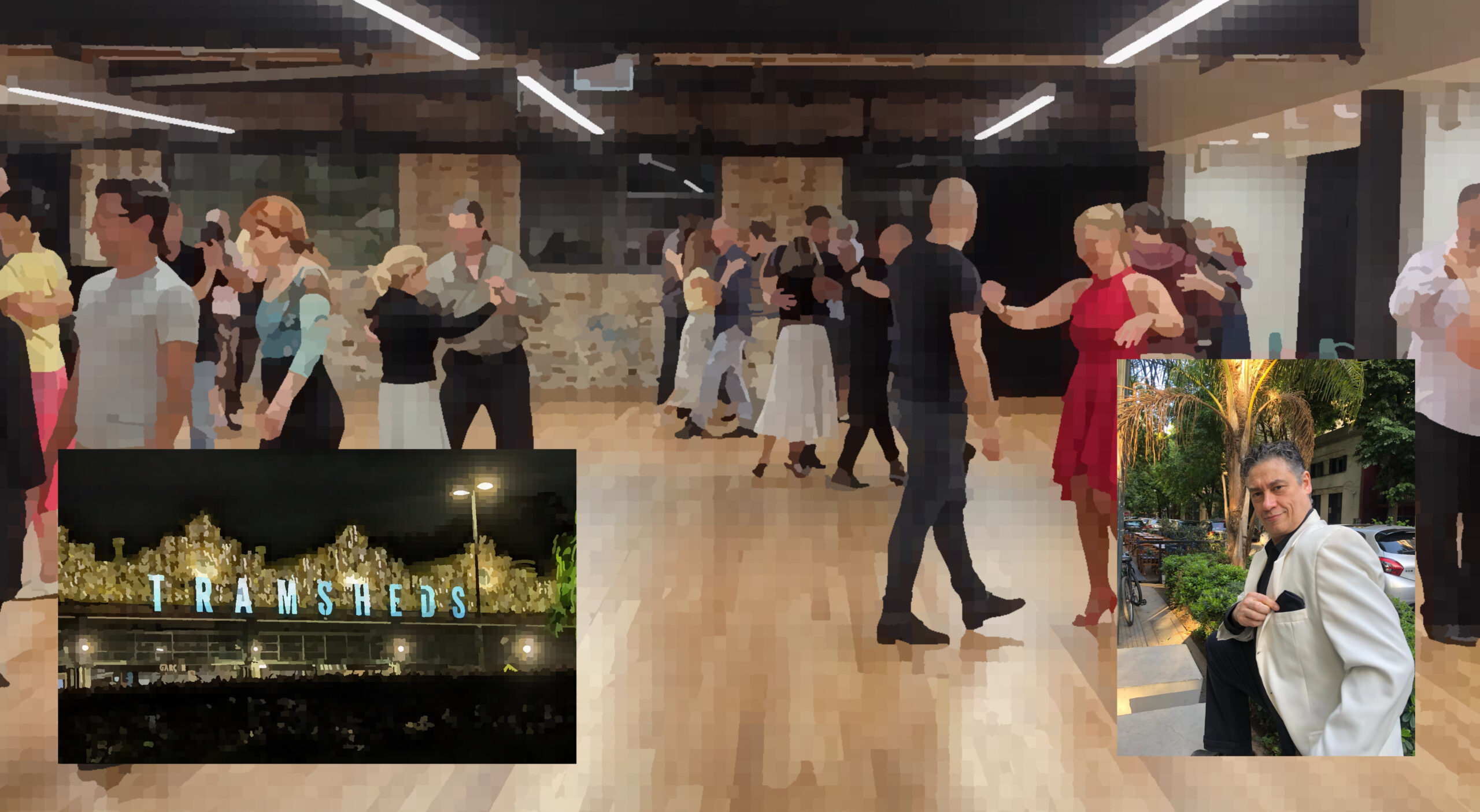composite image of tramsheds venue and beto barsellini